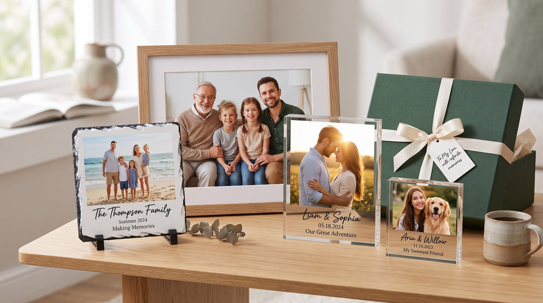 Personalised photo presents UK including acrylic photo blocks and photo slates