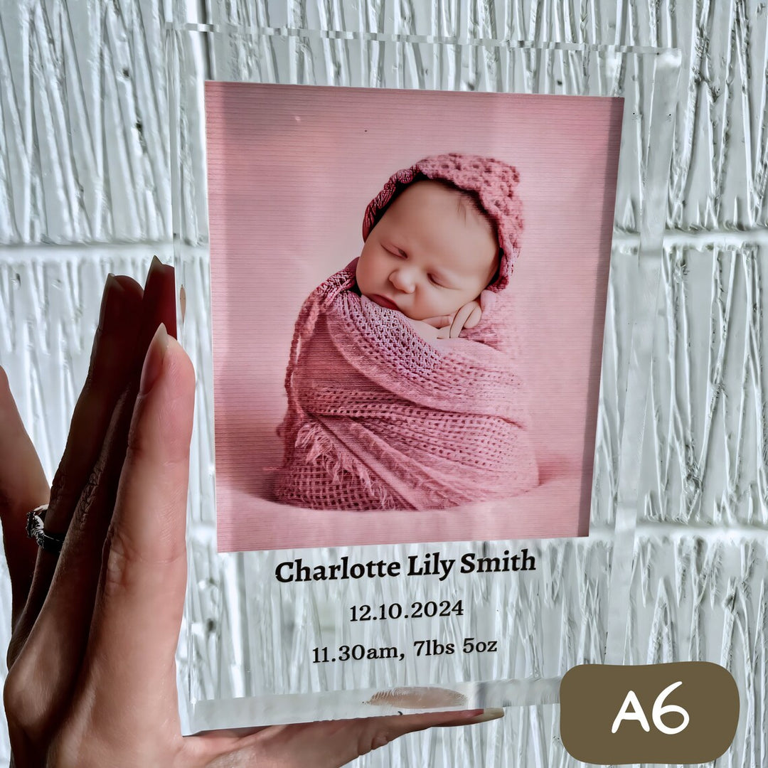 Personalised Baby Photo Block | Newborn Keepsake Block