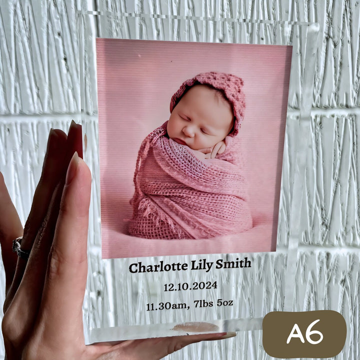 Personalised Baby Photo Block | Newborn Keepsake Block