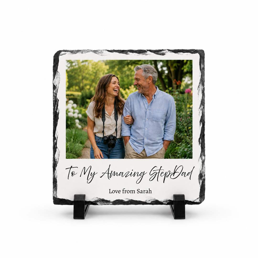 Personalised Father's Day Definition Photo Gift for Dad Grandad Grandpa - Custom Dictionary Style Natural Rock Slate Photo Plaque with Text