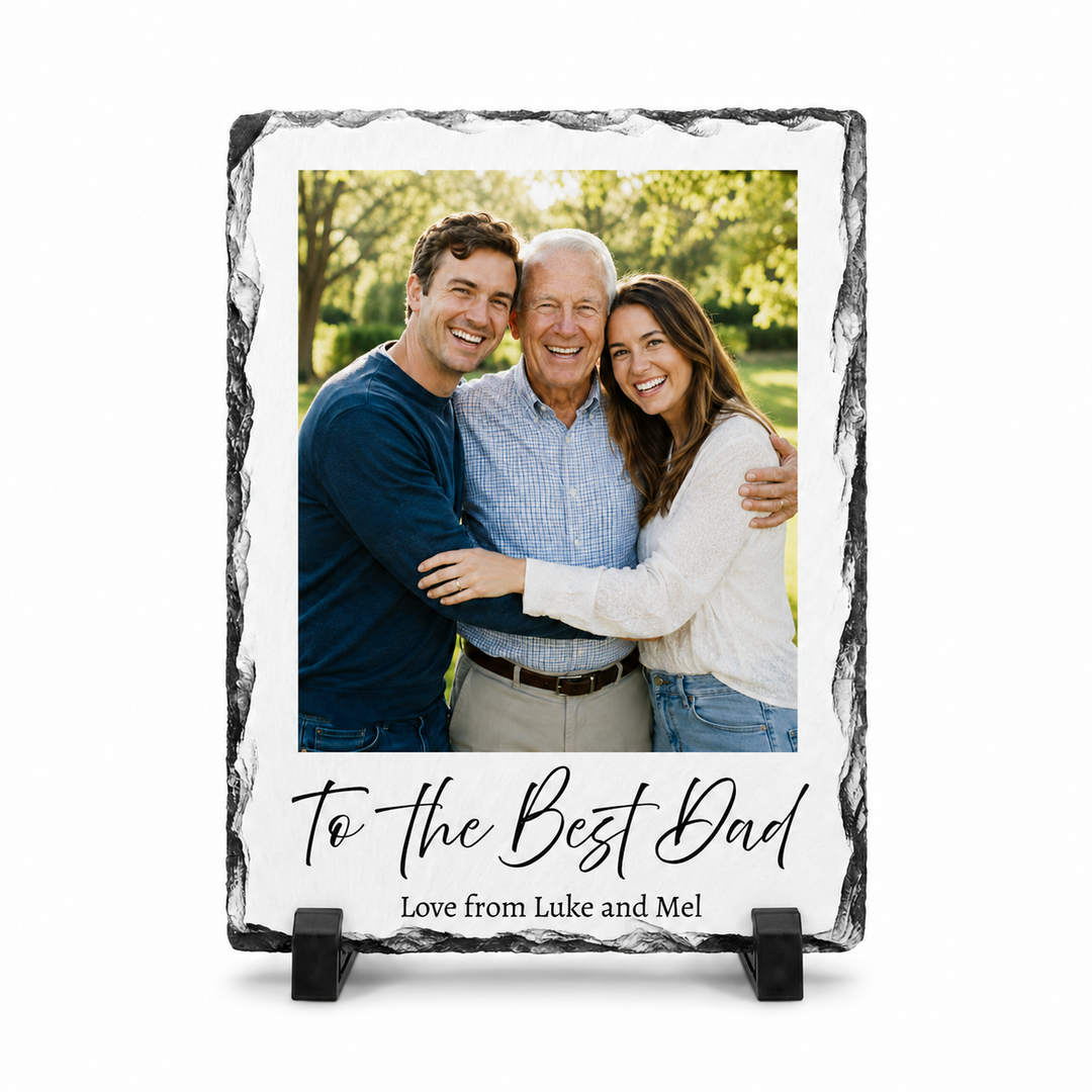 Personalised Father's Day Definition Photo Gift for Dad Grandad Grandpa - Custom Dictionary Style Natural Rock Slate Photo Plaque with Text