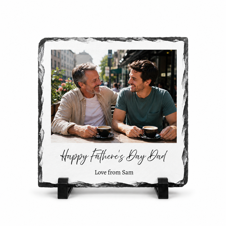 Personalised Father's Day Definition Photo Gift for Dad Grandad Grandpa - Custom Dictionary Style Natural Rock Slate Photo Plaque with Text