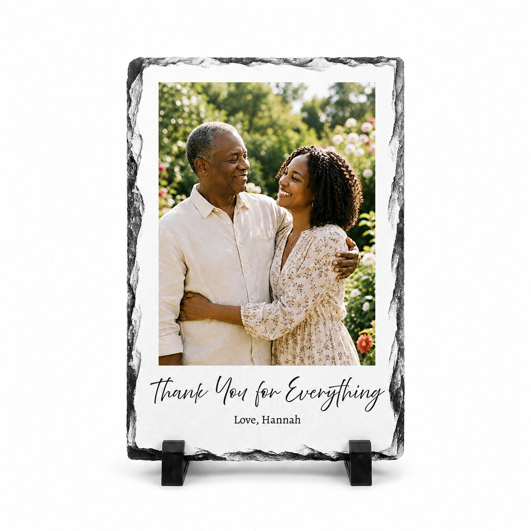 Personalised Father's Day Definition Photo Gift for Dad Grandad Grandpa - Custom Dictionary Style Natural Rock Slate Photo Plaque with Text