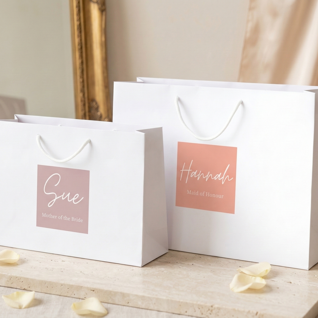 Personalised Bridesmaid Gift Bag – Luxury Colour Print Sticker