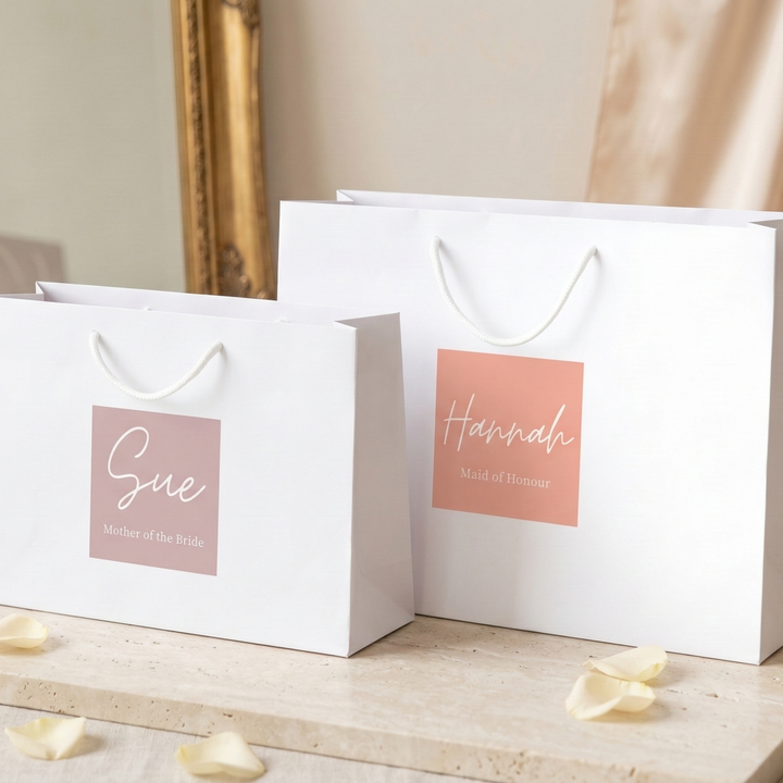 Personalised Bridesmaid Gift Bag – Luxury Colour Print Sticker