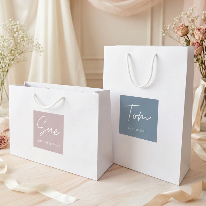 Personalised Bridesmaid Gift Bag – Luxury Colour Print Sticker