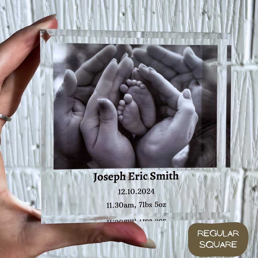 Personalised Baby Photo Block | Newborn Keepsake Block