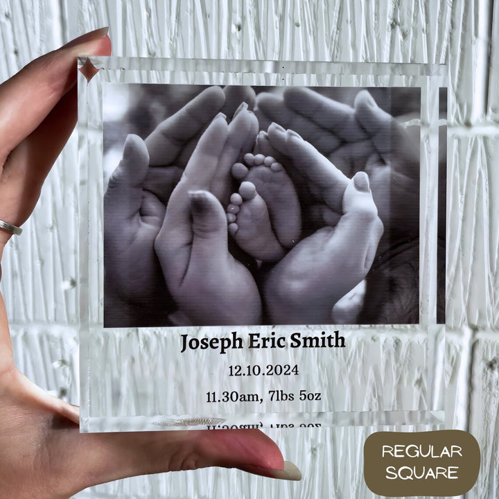 Personalised Baby Photo Block | Newborn Keepsake Block