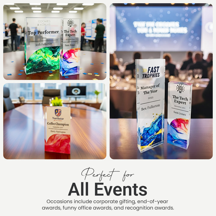 Personalised Corporate Acrylic Trophy – Custom Employee Awards