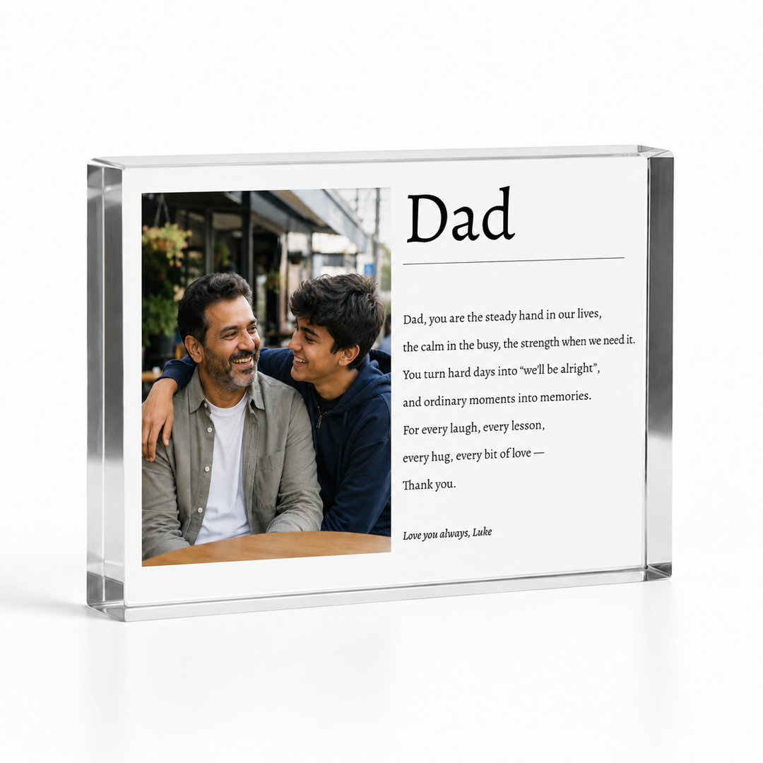 Personalised Dad Poem Acrylic Photo Block