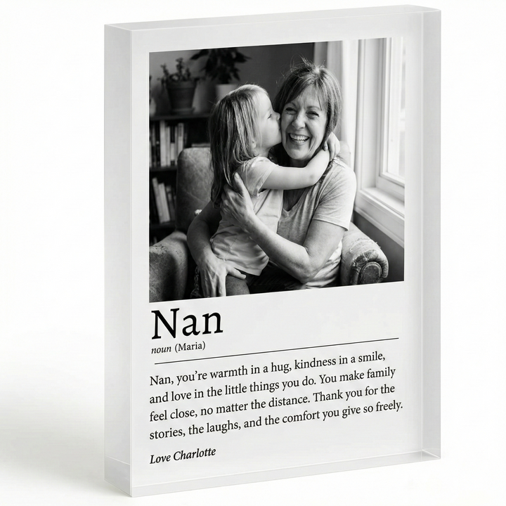Personalised Acrylic Photo Block Mum Definition Gift - Custom Clear Freestanding Acrylic Photo Block for Mothers Day & Birthday