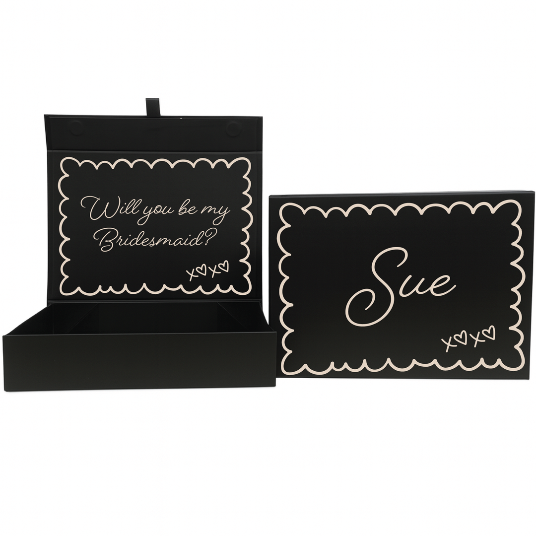 Personalised Bridesmaid Proposal Box - Scallop Design - Custom Name & Message - 4 Colours, 4 Sizes