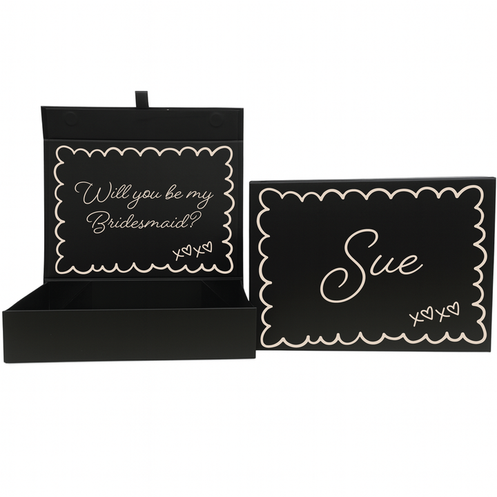 Personalised Bridesmaid Proposal Box - Scallop Design - Custom Name & Message - 4 Colours, 4 Sizes