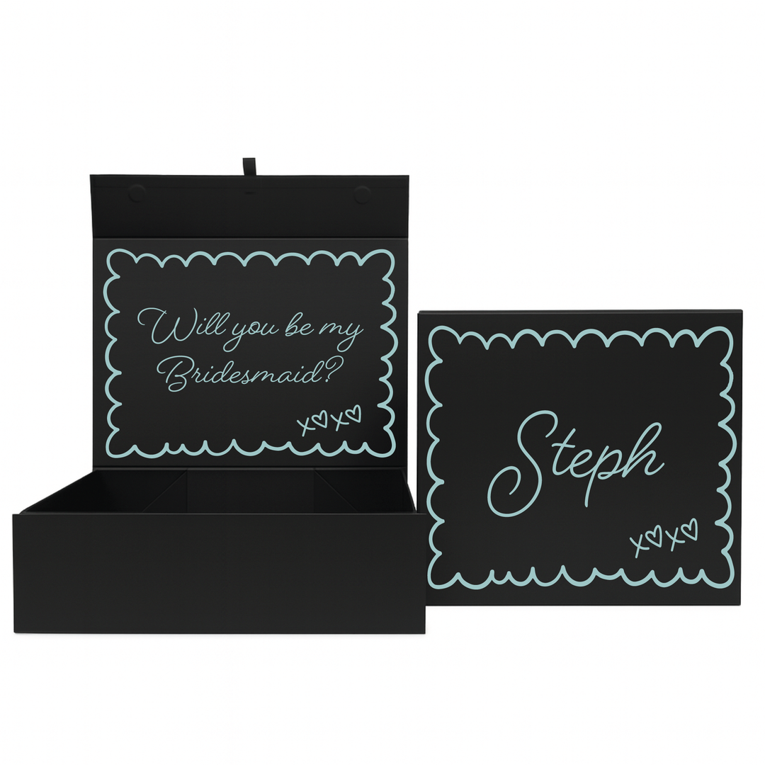 Personalised Bridesmaid Proposal Box - Scallop Design - Custom Name & Message - 4 Colours, 4 Sizes