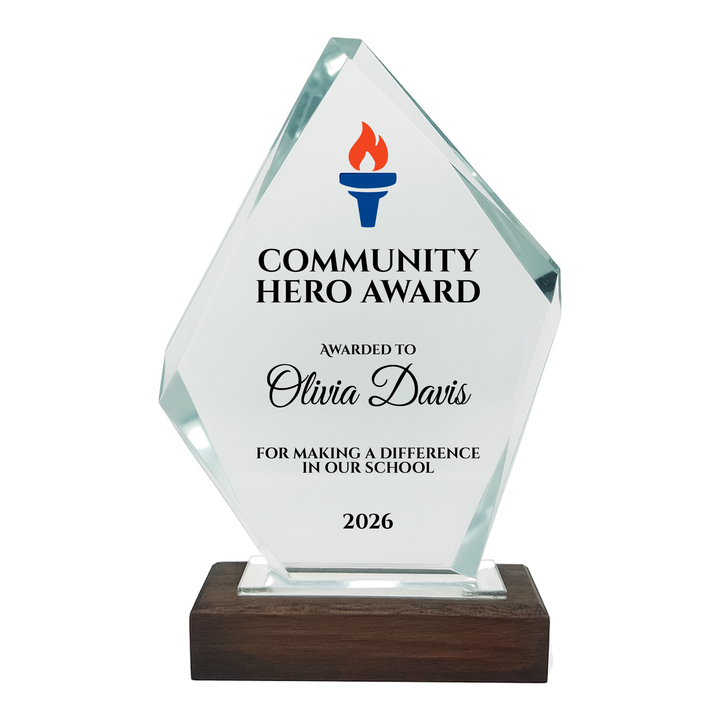 Personalised Crystal Award Trophy - Diamond Crystal