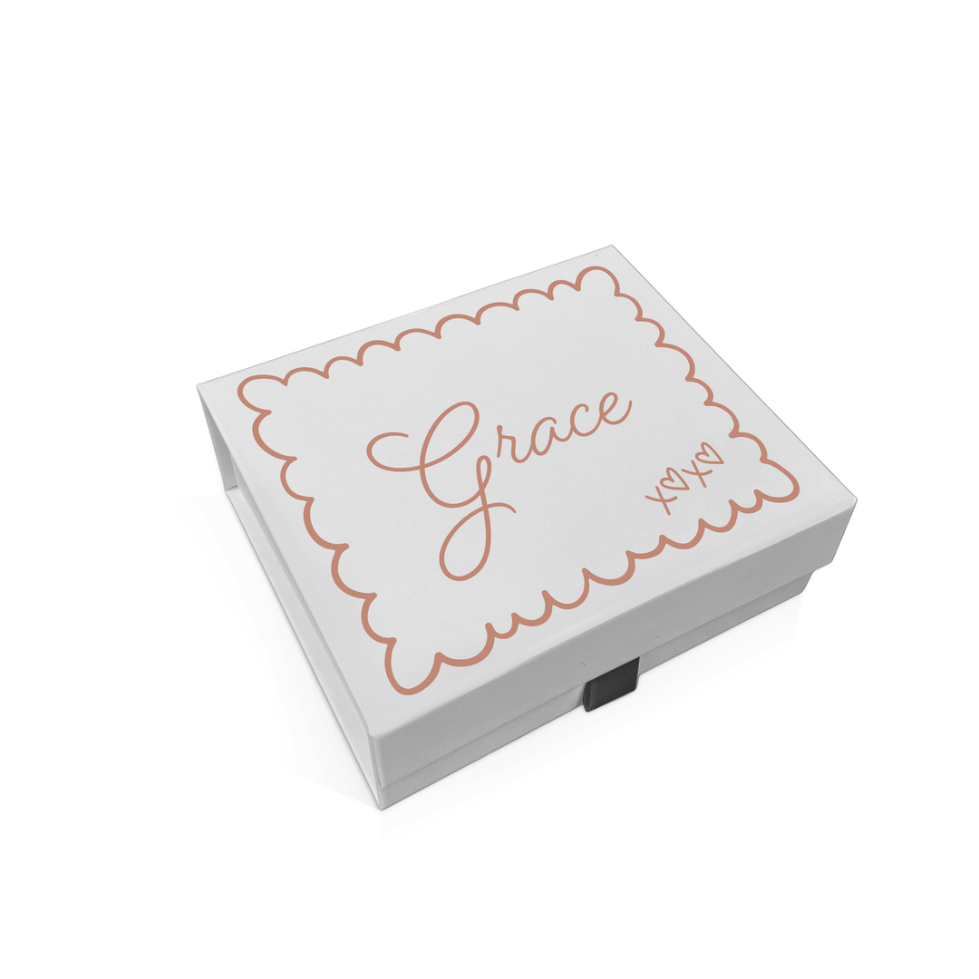 Personalised Bridesmaid Proposal Box - Scallop Design - Custom Name & Message - 4 Colours, 4 Sizes
