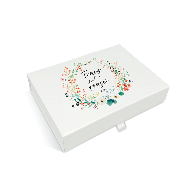 Wedding Memory Keepsake Box - Wildflower Wreath Design