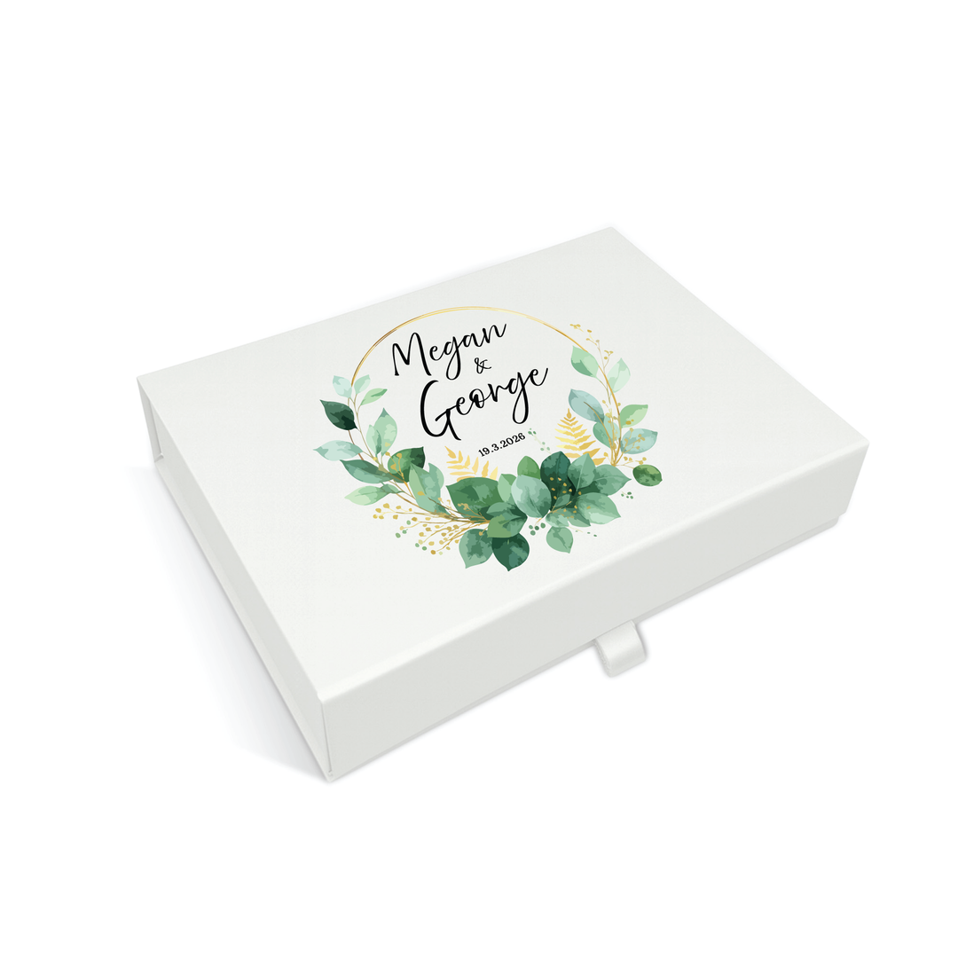 Wedding Memory Keepsake Box - Greenery Wreath Design
