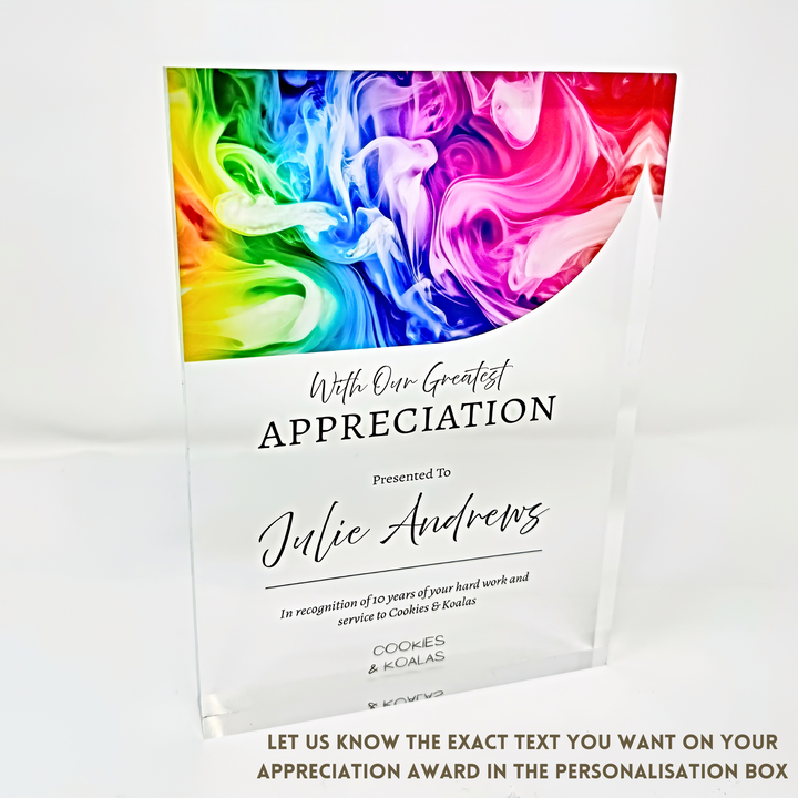Personalised Acrylic Award Plaque - Employee Recognition Trophy