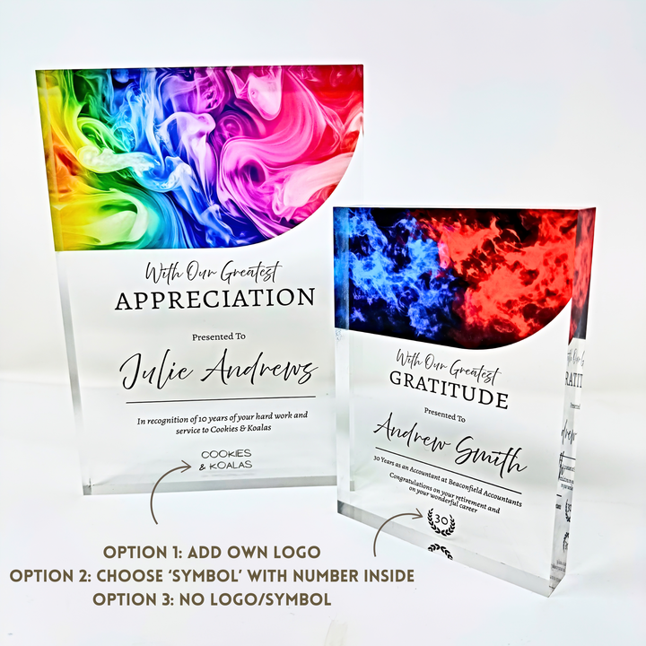 Personalised Acrylic Award Plaque - Employee Recognition Trophy