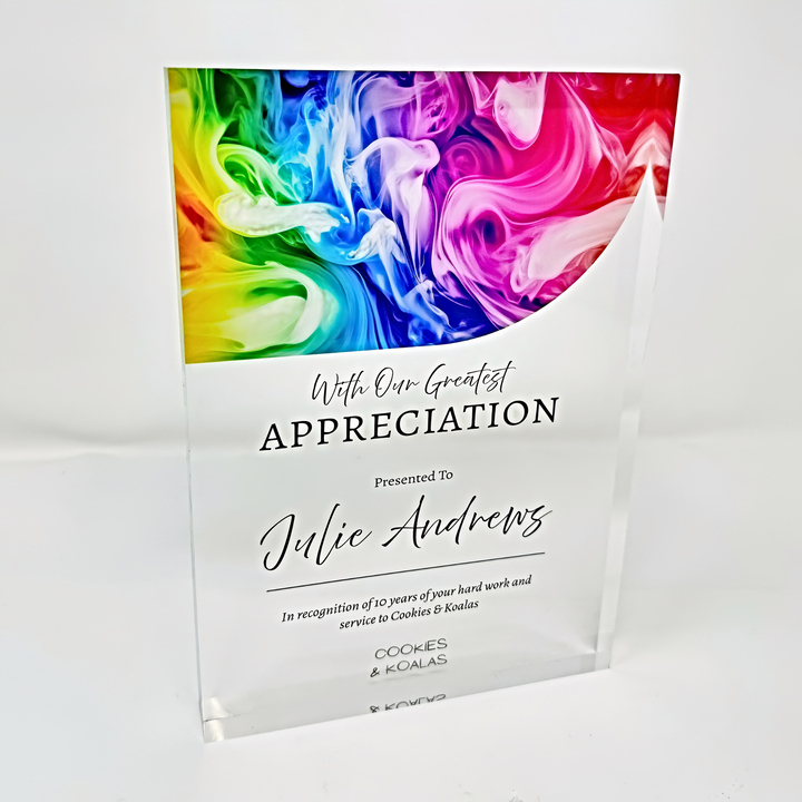 Personalised Acrylic Award Plaque - Employee Recognition Trophy