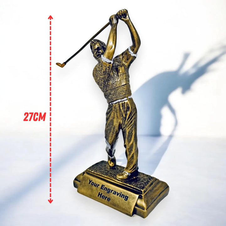 Personalised Gold Golf Trophy 27 cm Resin Award