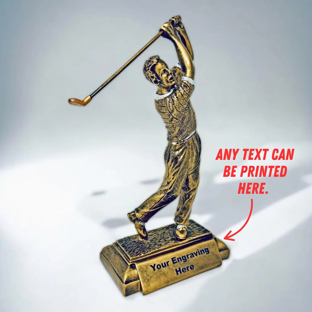 Personalised Gold Golf Trophy 27 cm Resin Award