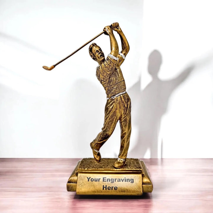 Personalised Gold Golf Trophy 27 cm Resin Award