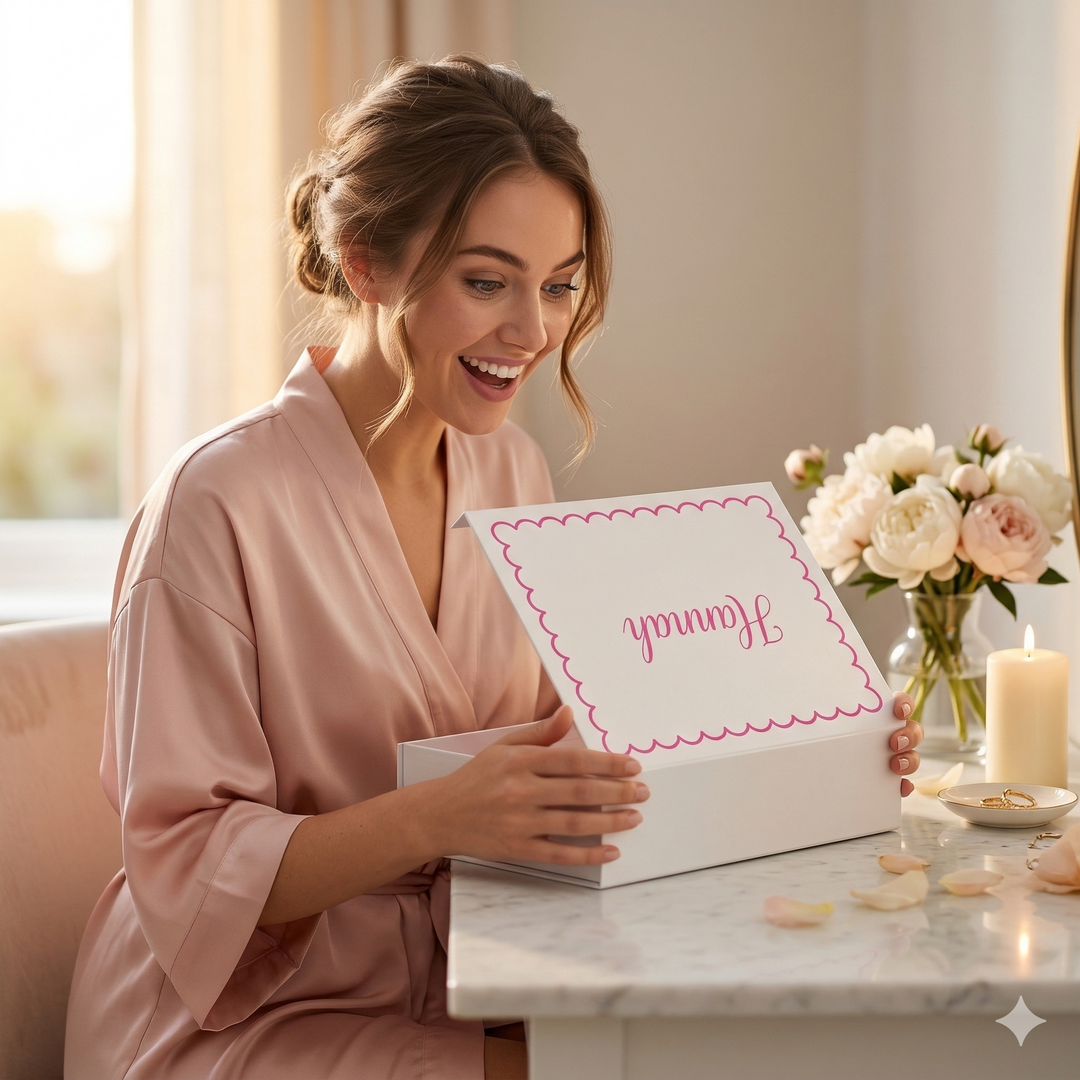 Personalised Bridesmaid Proposal Box - Scallop Design - Custom Name & Message - 4 Colours, 4 Sizes