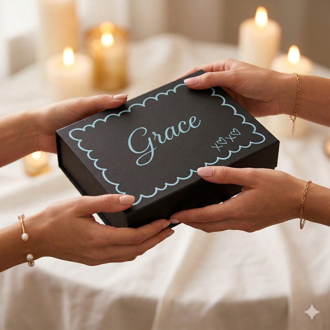 Personalised Bridesmaid Proposal Box - Scallop Design - Custom Name & Message - 4 Colours, 4 Sizes