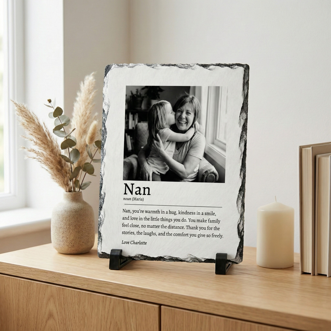 Personalised Mum Definition Photo Slate Gift - Custom Dictionary Style Natural Rock Slate Photo Plaque with Text