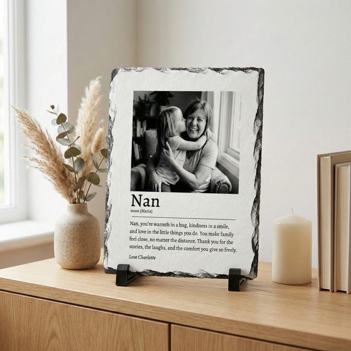 Personalised Mum Definition Photo Slate Gift - Custom Dictionary Style Natural Rock Slate Photo Plaque with Text