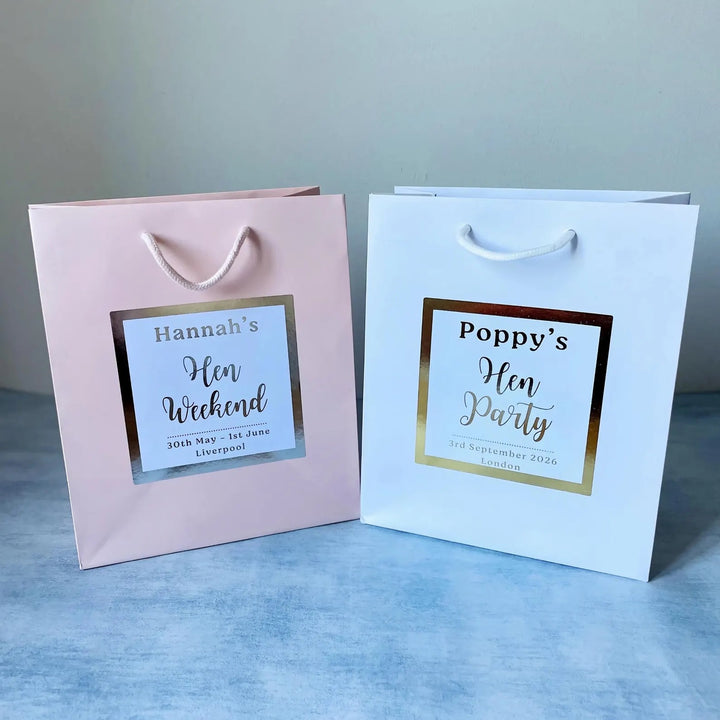 Personalised Premium Hen Party Gift Bags - Gold Foil Favour Bags