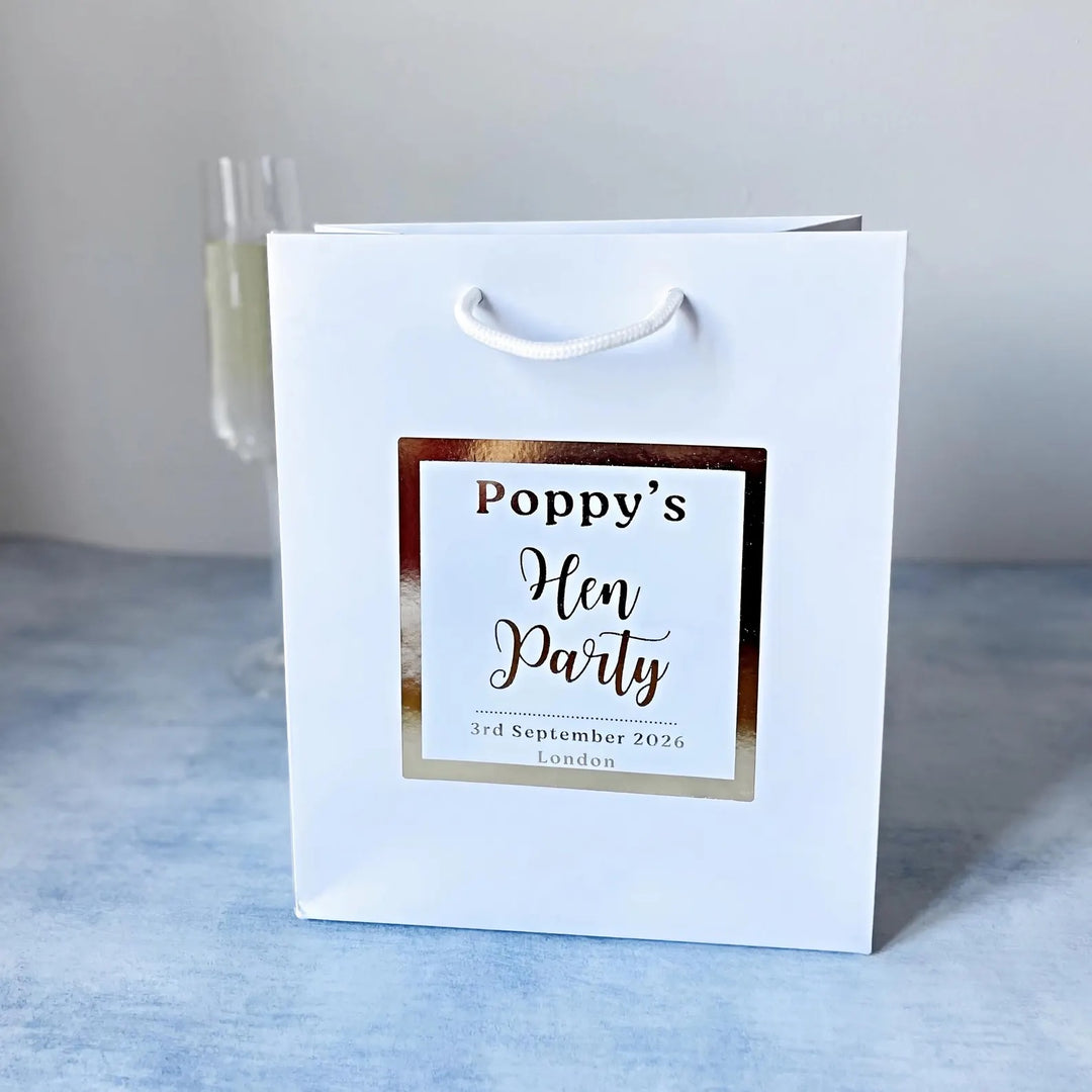 Personalised Premium Hen Party Gift Bags - Gold Foil Favour Bags