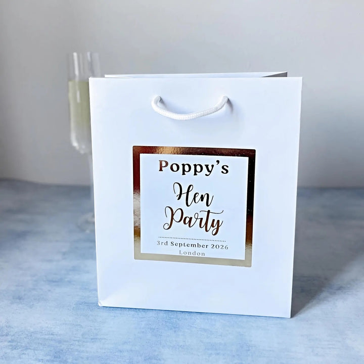 Personalised Premium Hen Party Gift Bags - Gold Foil Favour Bags