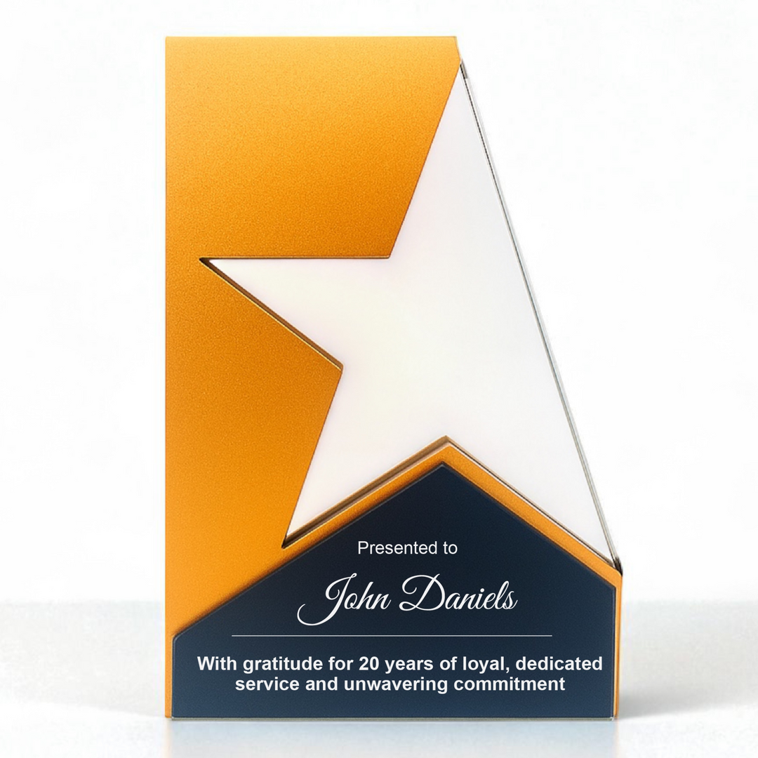 Personalised Star Trophy Crystal Glass - Custom Recognition Award