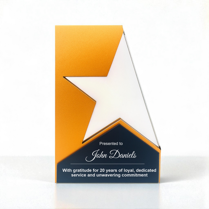 Personalised Star Trophy Crystal Glass - Custom Recognition Award