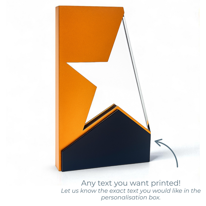 Personalised Star Trophy Crystal Glass - Custom Recognition Award
