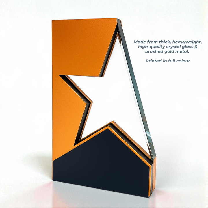 Personalised Star Trophy Crystal Glass - Custom Recognition Award