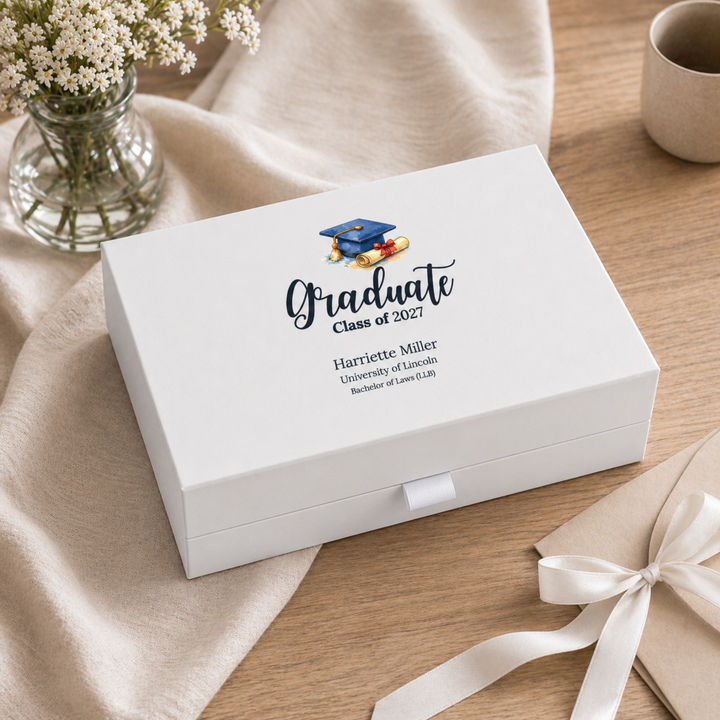 Personalised Graduation Gift Box – Magnetic Keepsake Box for Graduation Gifts, University Memory Box