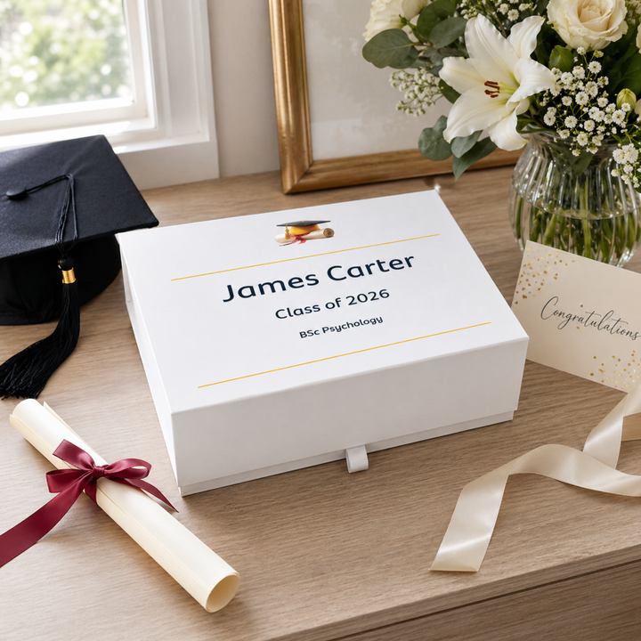 Personalised Graduation Gift Box – Magnetic Keepsake Box for Graduation Gifts, University Memory Box