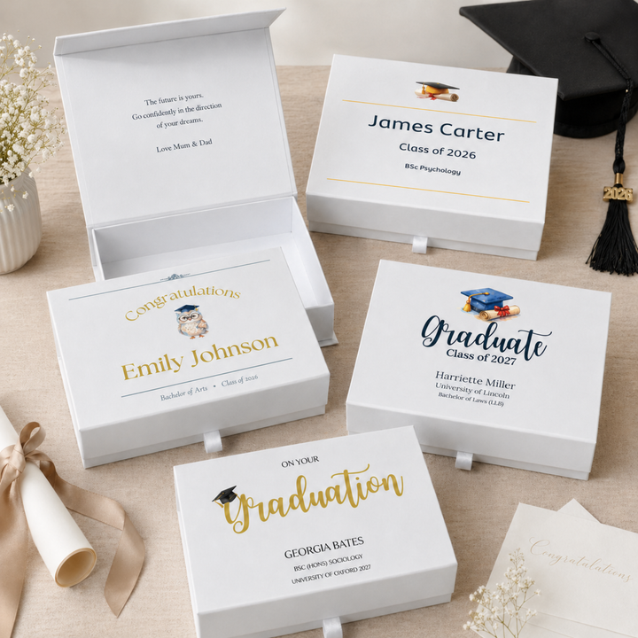 Personalised Graduation Gift Box – Magnetic Keepsake Box for Graduation Gifts, University Memory Box