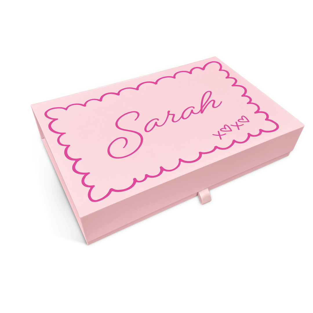 Personalised Bridesmaid Proposal Box - Scallop Design - Custom Name & Message - 4 Colours, 4 Sizes