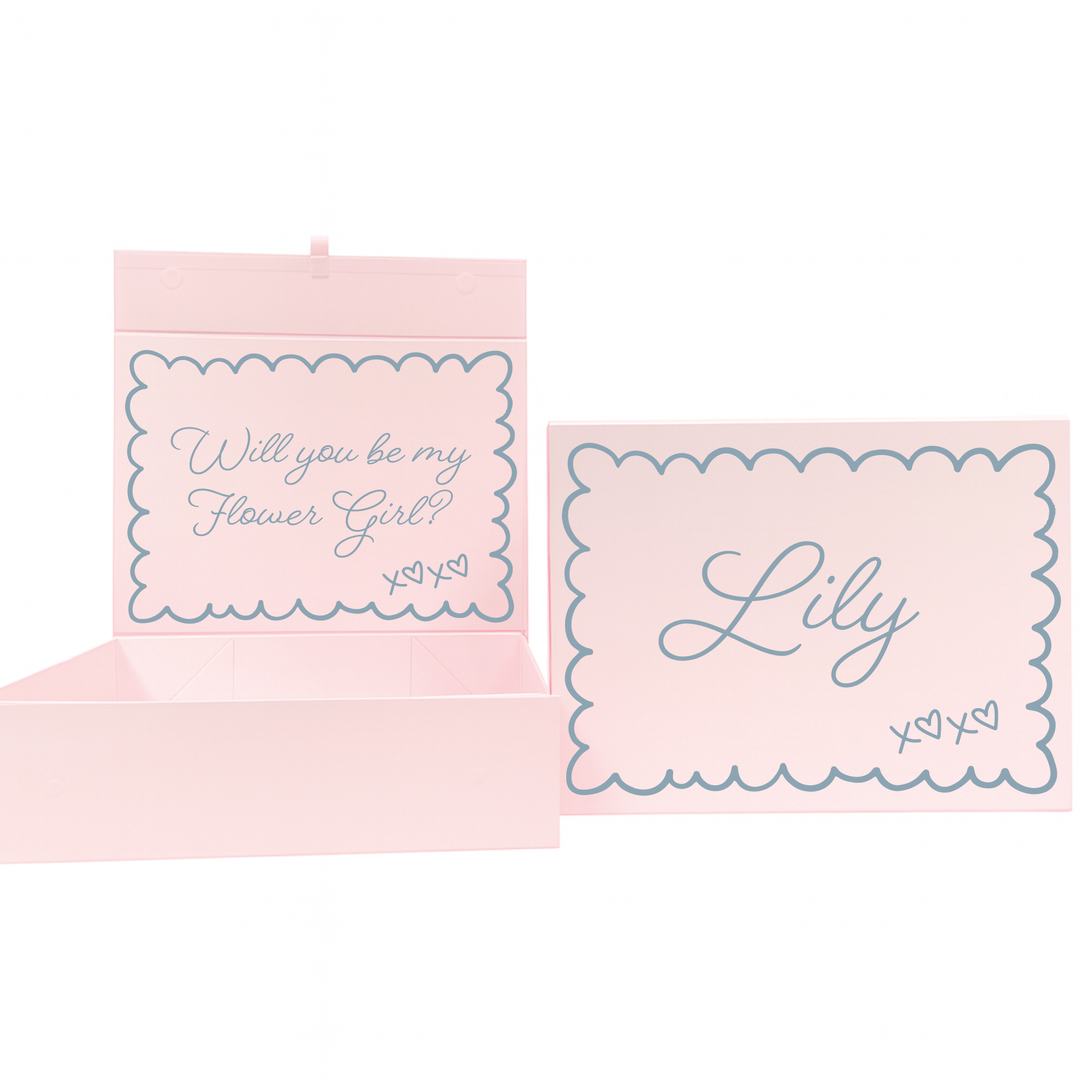 Personalised Bridesmaid Proposal Box - Scallop Design - Custom Name & Message - 4 Colours, 4 Sizes
