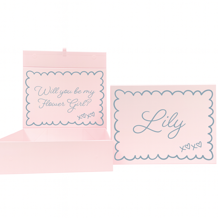 Personalised Bridesmaid Proposal Box - Scallop Design - Custom Name & Message - 4 Colours, 4 Sizes