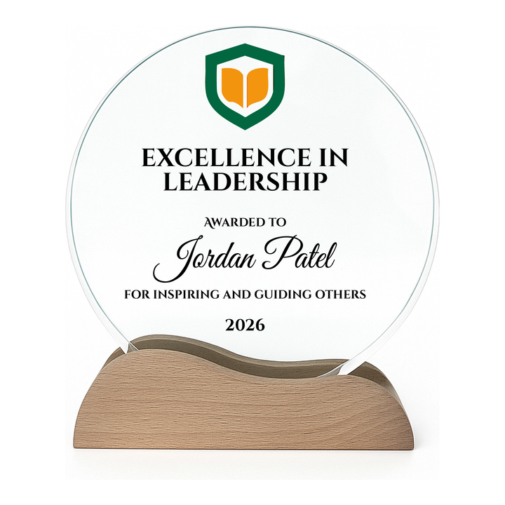 Personalised Crystal Award Trophy - Round Crystal