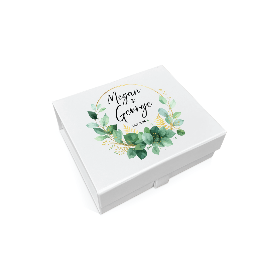 Wedding Memory Keepsake Box - Greenery Wreath Design