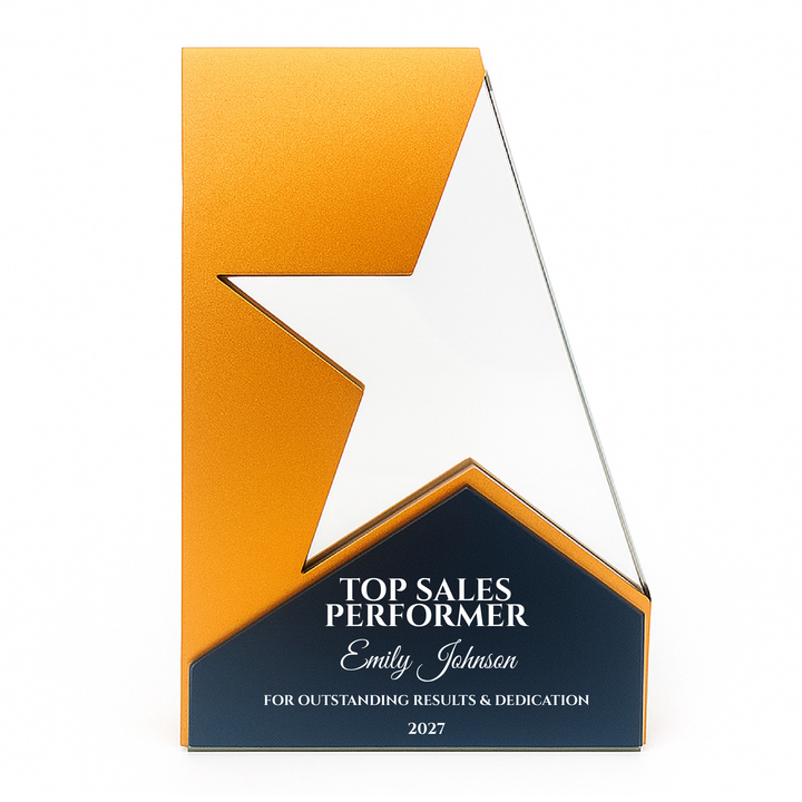 Personalised Crystal Award Trophy - Star Crystal