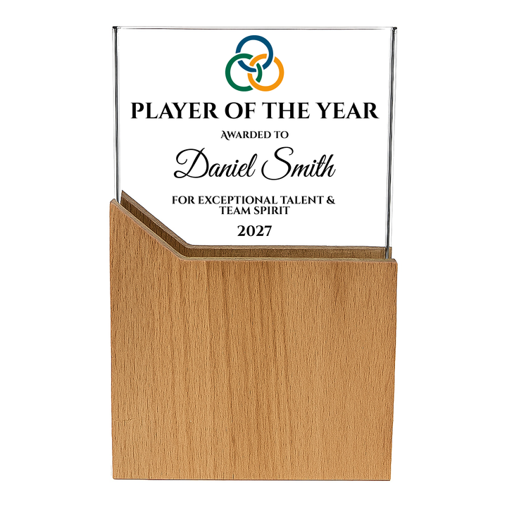 Personalised Crystal Award Trophy - Wave Crystal