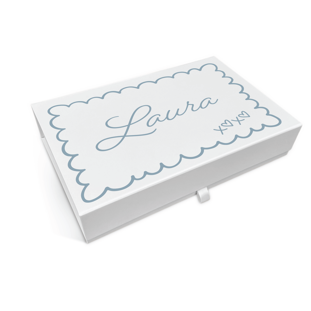 Personalised Bridesmaid Proposal Box - Scallop Design - Custom Name & Message - 4 Colours, 4 Sizes